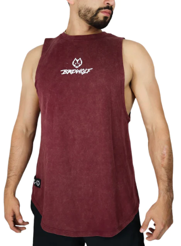 Tank Top Fitted Rojo Deslavado - Bad Wolf