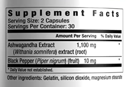 Ashwagandha - 1100mg 60 capsulas