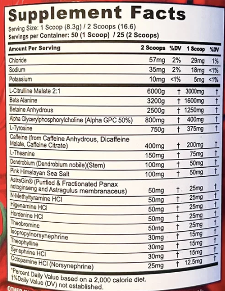 Rampage Pre Workout - 25 Servicios